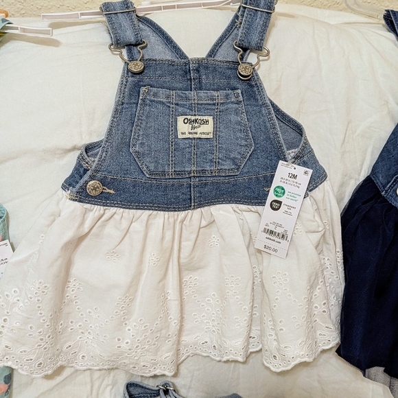 OshKosh B'Gosh Baby Girl Skirtall Skirt Overall Size 12 Months Blue Denim Tutu - Picture 3 of 5